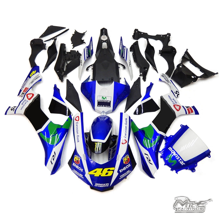 2015-2019 Yamaha YZF-R1 Black and Blue Fairing Kit