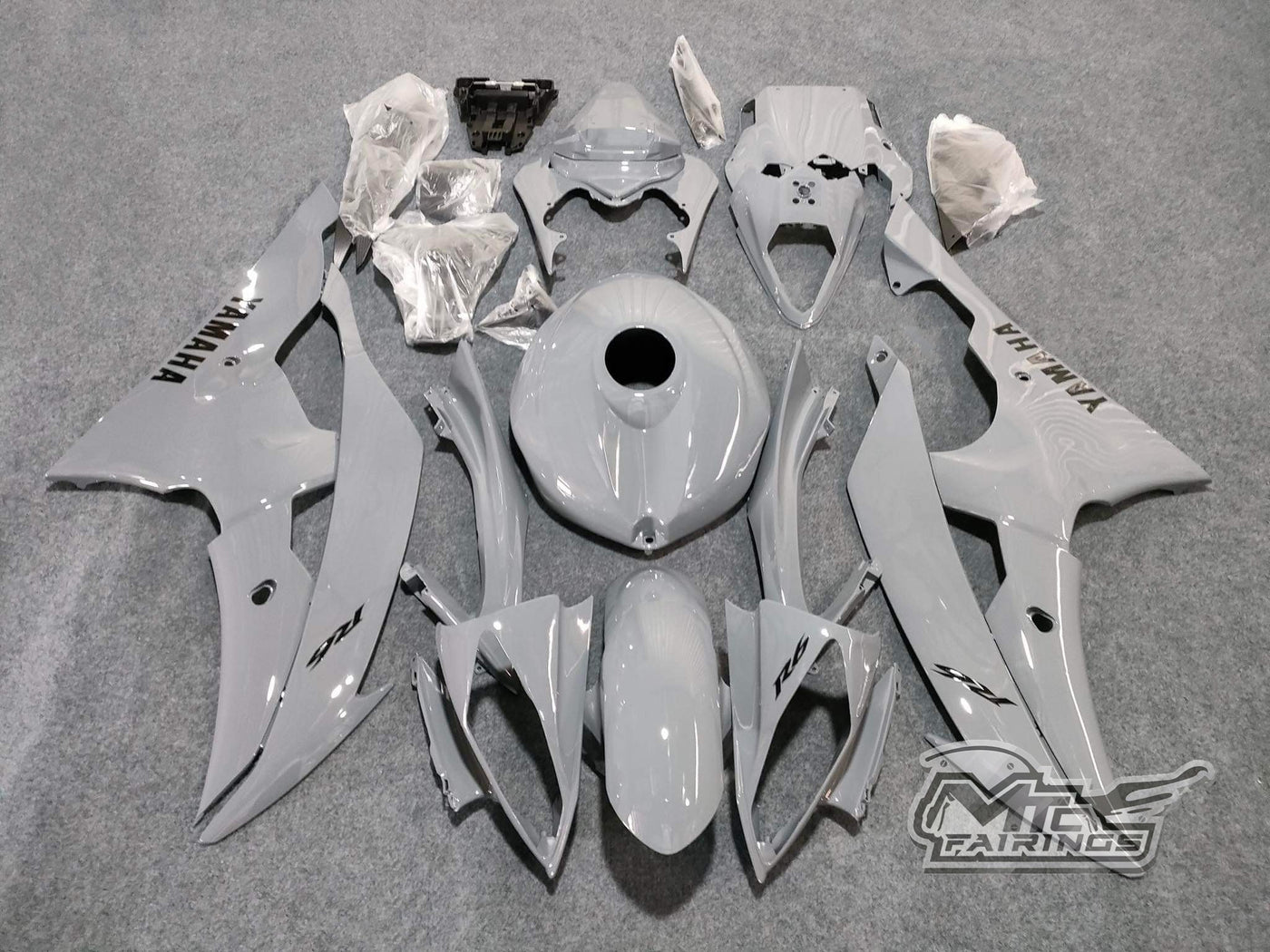 2008-2016 Yamaha YZF-R6 Gray with Black Decal Fairing Kit