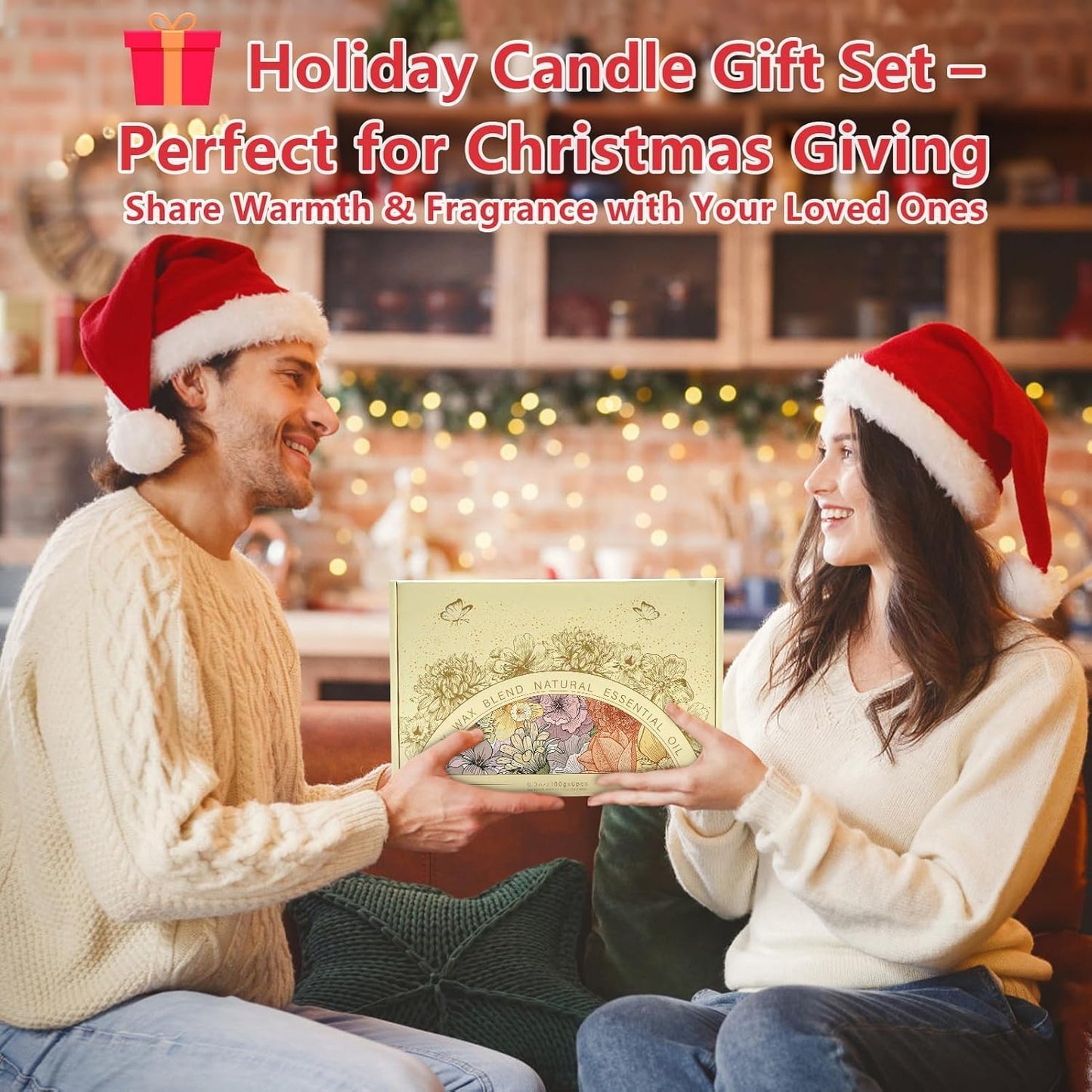 Holiday Scented Candle Gift Set, 6 Pack Natural Soy Candles for Home, Long Lasting Christmas Gifts for Women, Men, Friends & Family, Winter Aromatherapy Candle Set for Relaxing & Home Décor