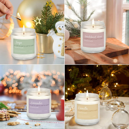 Holiday Scented Candle Gift Set, 6 Pack Natural Soy Candles for Home, Long Lasting Christmas Gifts for Women, Men, Friends & Family, Winter Aromatherapy Candle Set for Relaxing & Home Décor