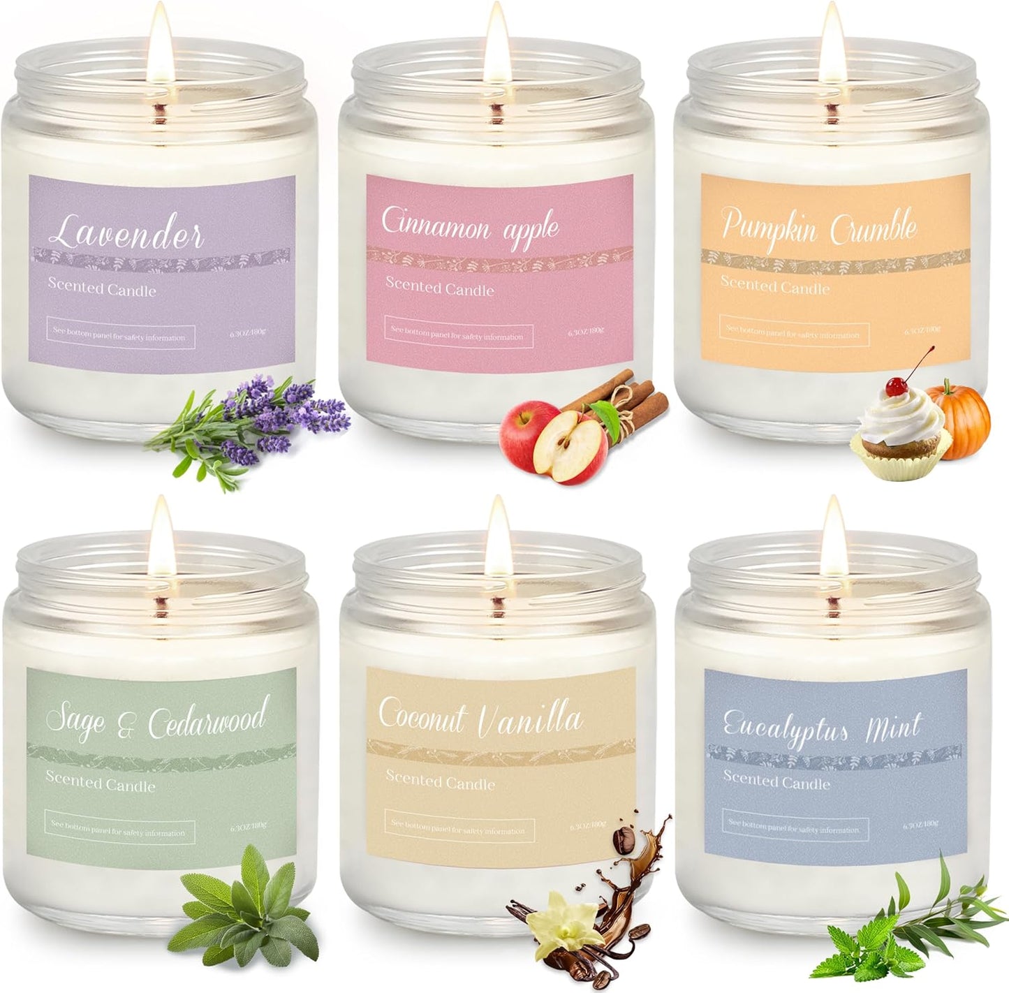 Holiday Scented Candle Gift Set, 6 Pack Natural Soy Candles for Home, Long Lasting Christmas Gifts for Women, Men, Friends & Family, Winter Aromatherapy Candle Set for Relaxing & Home Décor