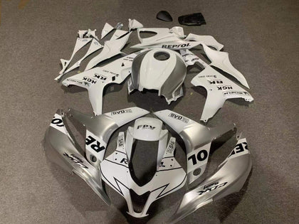 2007-2008 Honda CBR600RR White and Silver Gray Fairing Kit