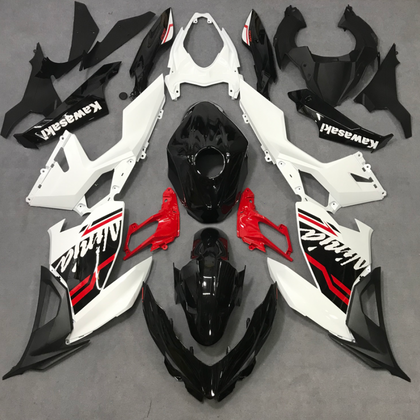 2017-2023 Kawasaki Ninja 400 White and Red Fairing Kit