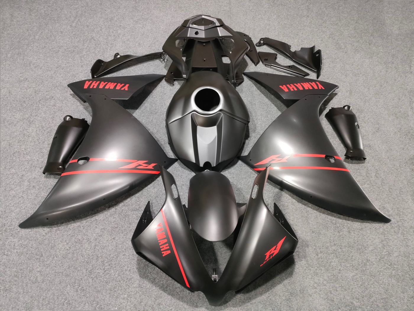 2012-2014 Yamaha YZF-R1 Matte Black with Tank Cover/ Seat Cowl Fairing Kit