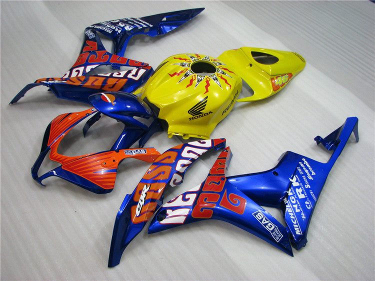 2007-2008 Honda CBR600RR Yellow and Blue Fairing Kit